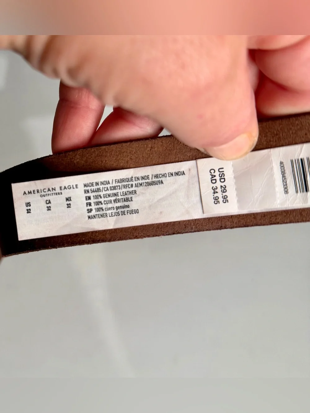 Vintage NEW Y2K AE American Eagle Leather Belt Men's 32 Embroidered Logo Brown